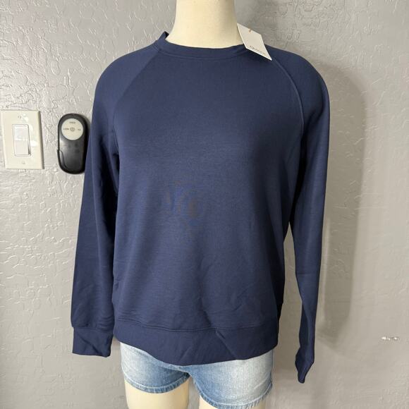 Quince Sweaters - Quince SuperSoft Fleece Crew, Navy, L